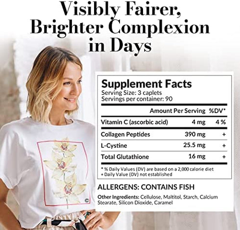 AFC Japan Collagen White Beauty with Marine Collagen Peptide, Glutathione, L-Cystine - 1.5X Better Absorption Than Other Collagen – for Skin Firmness & Whitening– 90 Days Supply's