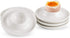 ComSaf Porcelain Egg Cups Plates with Base, Soft Boiled Egg Cup Holders White, Pack of 6