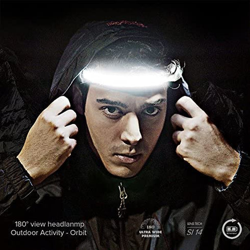 Hurkins Orbit, 180? Wide Angle 1000 Lumens Rechargeable Waterproof LED Headlamp. Great for Camping, Hunting, Runners, Hiking, Outdoors, Fishing,Industrial Purpose.