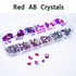 660Pcs AB Red Rhinestones Crystals Gems Nail Art Flat Back Round Beads Red AB Multi Sized Shapes Gems Rhinestone Stones for Nail Art DIY Jewelry Crafts Accessories