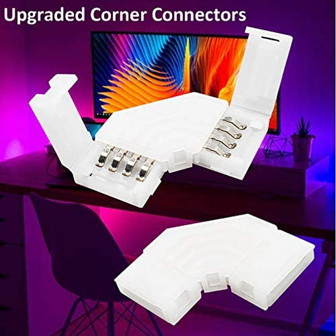 4 Pin LED Strip Connectors 10mm for 5050 RGB LED Strip Lights,AWSOM LED Strip Lights Connectors 4 Pin,10mm Wide,10X L Shape Connectors, 10X Strip to Strip Connectors