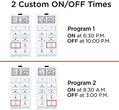 UltraPro 24-Hour Digital in-Wall, Easy-to-Program Timer, Daily presets, to-The-Minute Countdown, ON/Off Override Button, Automatic Lighting Schedule – 40955, 1 Pack, White