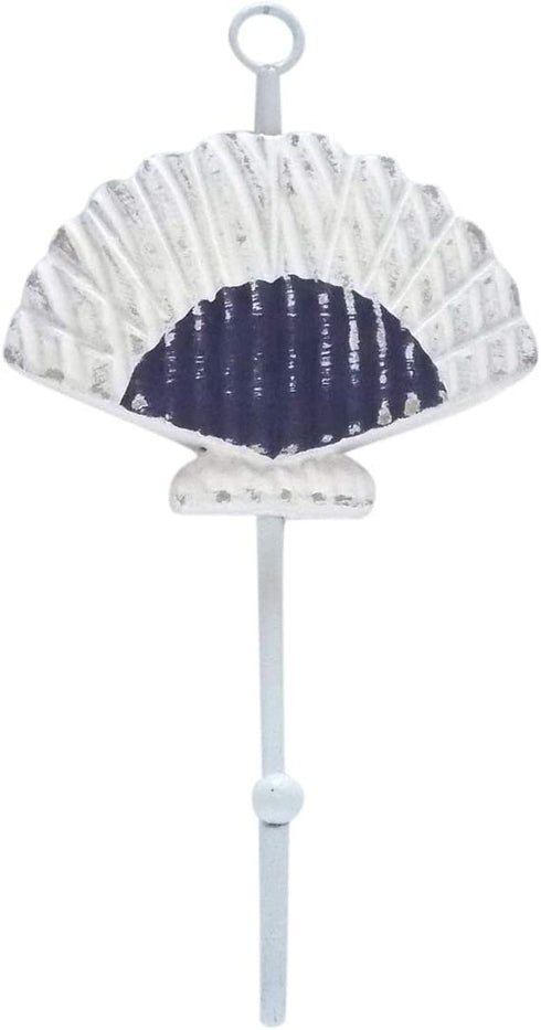 Assorted Weathered Wood Nautical Seashell Wall Hooks with Metal Hanger, Sets of 3, 7 1/4 Inch