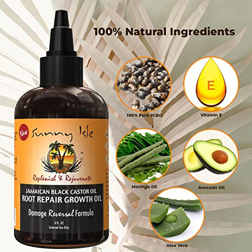Sunny Isle Jamaican Black Castor Oil Root Repair Growth Oil, Brown 4 Fl Oz