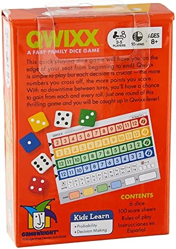 Gamewright Qwixx - A Fast Family Dice Game Multi-colored, 5"