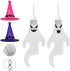 YEGKGO 2PCS 56" Halloween Ghost Windsocks with LED Lights and Hat, Halloween Hanging Windsocks, Outdoor Halloween Decorations for Yard, Patio, Lawn, Garden, Tree