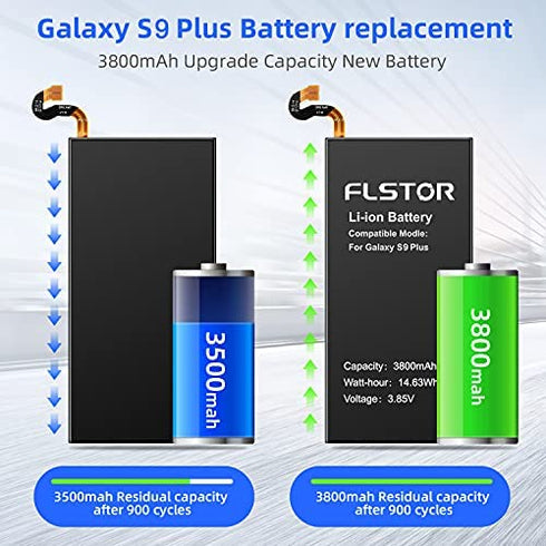 Battery for Galaxy S9 Plus,3800mAh Li-ion Replacement Battery for Samsung Galaxy S9 Plus SM-G965 EB-BG965ABA G965U G965F G965W Spare Battery with Repair Tool Kit