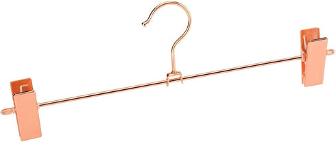 Jetdio Metal Heavy Duty Pants Skirt Slack Hangers,Trousers Hangers with Two Adjustable Non Slip Clips Hanger Rack Swivel Hook, 12 Pack, Copper Gold