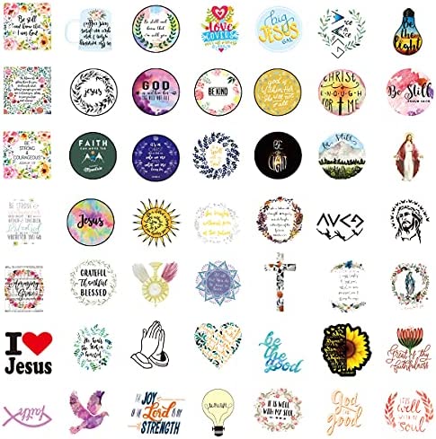 100 PCS Jesus Christian Bible Stickers,Vinyl Waterproof Stickers, Religious Bible Laptop Faith Stickers, Cross Wisdom Words Decals Stickers for Water Bottles, Christian Gifts