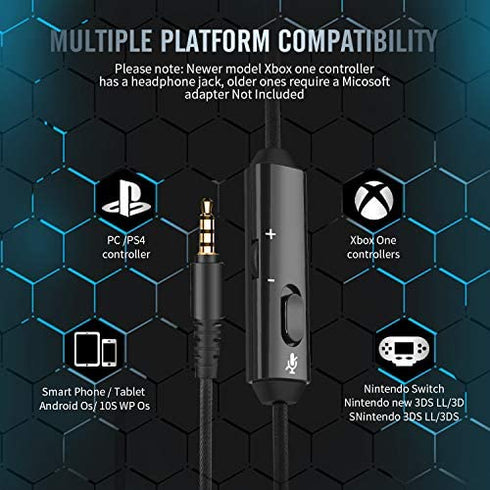 BINNUNE Gaming Headset with Microphone for PS4 Xbox One Series X/S PS5 PC Switch Playstation 4/5 Audifonos Gamer Game Headphones with Mic