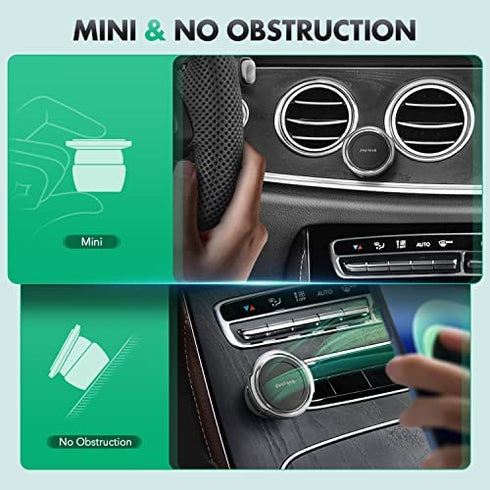 pop-tech Ball Magnetic Car Phone Holder, Universal All-Metal Magnet Car Mount for Cell Phone Dashboard GPS with 4 Metal Plates & Mini Size& 360° Rotation for iPhone, Tablet, Socket Grip,Mobile Device