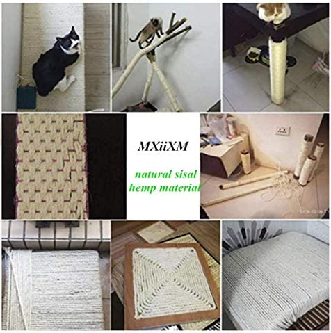 MXiiXM Sisal Rope, Diameter 5mm Premium Durable Unoiled Sisal Twine - 100% Natural Twisted Fiber Twine Hemp Rope for Repairing or DIY Scratcher for Cat Tree Tower (1/5inch(5mm), 33FT, Sisal)