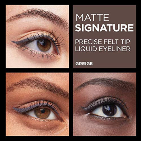 L'Oreal Paris Makeup Matte Signature Liquid Dip Eyeliner, Waterproof, Precise and Easy Application, All Day Wear, Vivid Matte Finish, Greige, 0.07 fl; Oz.
