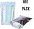 100 PCS Holographic Mylar Bags Stand Up Resealable Mylar Bags 6x9 inch by NPLUX