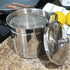 Evelots Grease Can for Kitchen with Strainer/Oil Strainer/5-Cup Stainless Bacon Grease Container with Easy-Grip Handle