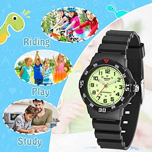Children Analog Watch Waterproof Time Teaching Boys Girls Watch Soft Band Learning Time Wrist Watch for Kids
