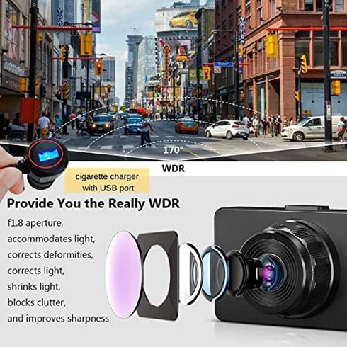 Dash Camera for Cars, Super Night Vision Dash Cam Front and Rear with 32G SD Card, 1080P FHD DVR Car Dashboard Camera with G-Sensor, WDR, Parking Monitor, Loop Recording, Motion Detection ?2022?