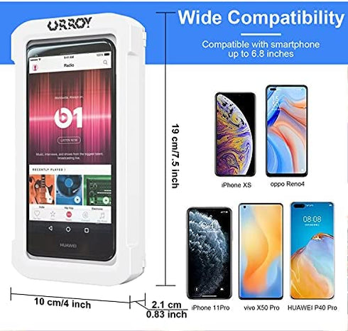 URROY Waterproof Shower Phone Holder, 360° Rotation Shower Phone Case, Anti-Fog High Sensitivity Cover Mount Box for Bathroom Wall Mirror Bathtub Kitchen, Compatible with 4" - 7" Cell Phones