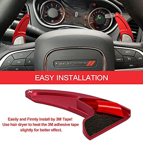 Steering Wheel Shift Paddles Fit for Jeep Grand Cherokee 2014-2020, Dodge Charger Challenger Durango RT & Scat Pack 2015-2020 Shifter Transfer Extension Interior Trim Cover (NOT for SRT version)