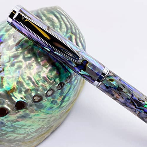 LACHIEVA luxury Handcrafted Shell Abalone Metal Ballpoint Pen Compatible with Germany Schmidt P900M Refill, Best Gift for Writing (Blue and Black 2 Refills), Nice Pen for Men & Women and Christmas
