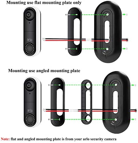 Meffort Inc Wall Mount Bracket Cover UV Weather Resistance Wall Plate compatible for Arlo Video Doorbell Wired Flat or Angled Mounting - Black