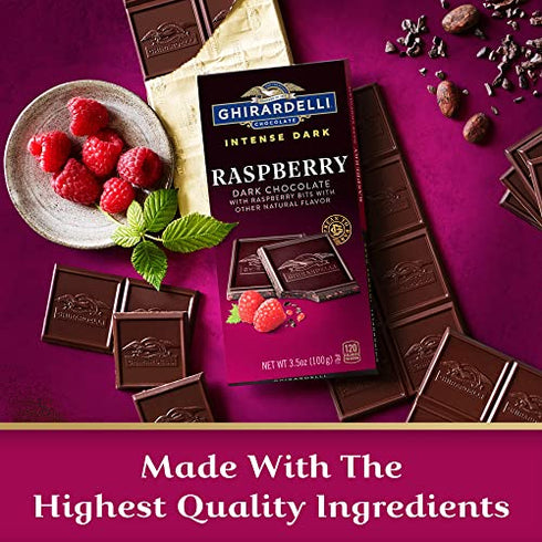 GHIRARDELLI Intense Dark Chocolate Bar, Raspberry, 3.5 Oz Bar