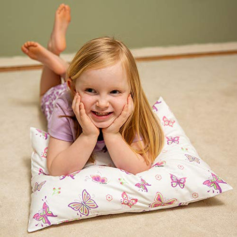 BB MY BEST BUDDY Toddler Kids Pillowcase for Boys and Girls - Butterfly/Butterflies 13 x 18 - shrinks to fit - 100% Cotton - Naturally Hypoallergenic and Soft - Designed in USA - Machine Washable