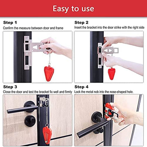 HNHMT Upgraded Portable Door Lock & Door Stop Alarm, Dual Protection Security Door Kit,Door ?Security Devices Pocket Self Defensey Tools,for Traveling Hotel Home Apartment College House(2 Pack)