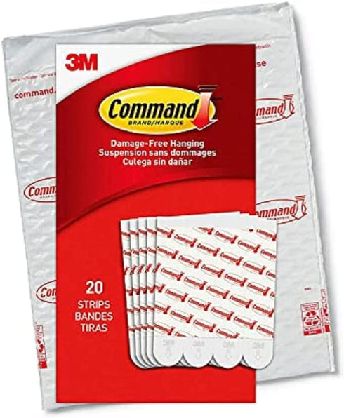 Command Large Refill Adhesive Strips, Damage Free Hanging Wall Adhesive Strips for Large Indoor Wall Hooks, No Tools Removable Adhesive Strips for Living Spaces, 20 White Command Strips
