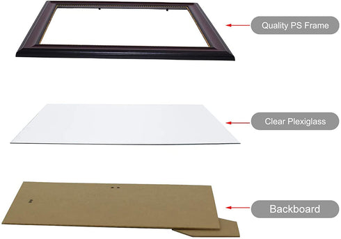 GraduationMall A4 Certificate Document Frame, UV Protection Acrylic, Mahogany with Gold Beads,Set of 2