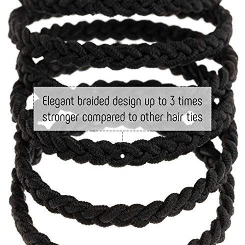 Black Braided Hair Ties for Women 18 Pcs Hair Ties Braided Hair Tie Braided Ponytail Holders Braided Hair Elastics Men Bracelet Thick Bands