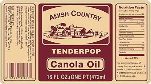 Amish Country Popcorn | Oil and Seasoning Variety Pack | Canola Oil - 16 oz and Ballpark ButterSalt Popcorn Salt - 6 oz