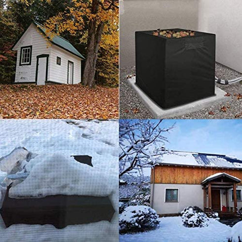 WULEE Air Conditioner Covers for Outside Units -26x26x32 inches Durable AC Cover Water Resistant Fabric Windproof Design Outdoor Furniture Universal Cover with Air Pockets