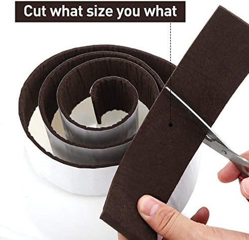 2 Packs Felt Furniture Pads Heavy Duty Felt Strip Roll with Adhesive Backing Adhesive Felt Tape for Protecting Hardwood Floors Chair Wall Protector(120 x 2 x 0.12 Inch,Dark Brown)