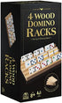 Wood Domino Racks, Set of 4 Trays for Mexican Train and other Dominoes Games, for Families and Kids Ages 8 and up