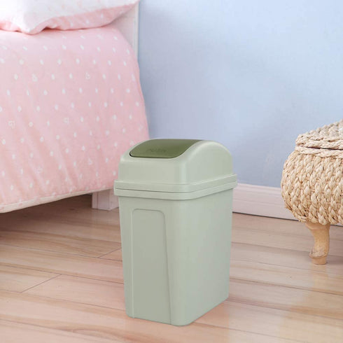 Asking 1.8 Gallon Small Trash Can with Swing-top Lid, Plastic Garbage Bin, Green