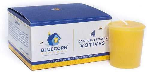 Bluecorn Beeswax 100% Pure Beeswax Votives (4 Pack, Raw)