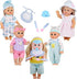 Young Buds for 11-12-13 Inch Alive American Doll Baby Doll Clothes Set of 5 Dress Costumes Gown Outfits Feeding Set with Pacifier Bib