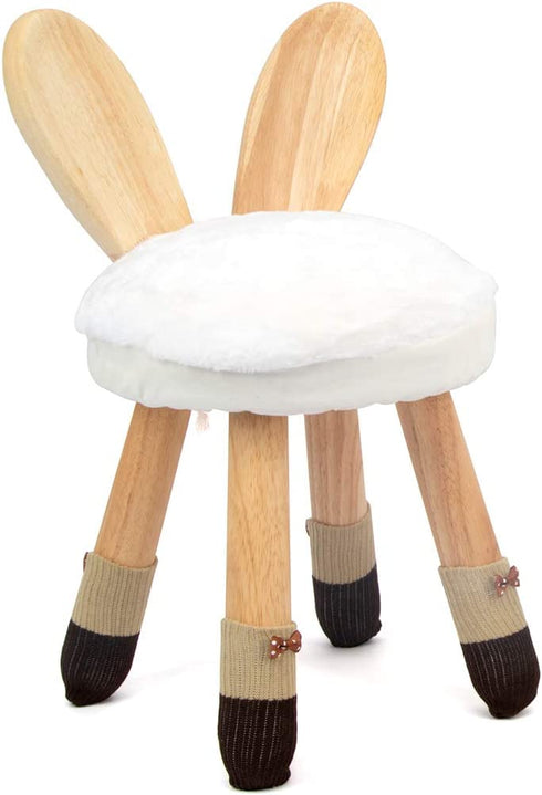 Toddler Chair Cushion & feet Covers Set, Bunny White, Washable, Memory Foam, for Wooden Toddler Chair