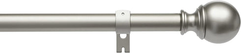 Amazon Basics 1-Inch Curtain Rod with Round Finials - 1-Pack, 36 to 72 Inch, Nickel