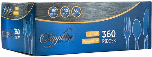 Party Bargains Disposable Cutlery set, Color: Clear, Count: 360 Pcs (SAPPHIRE)