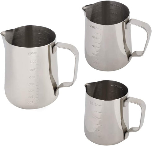 Stainless Steel Milk Frothing Pitcher Measuring Cup Coffee Jug Milk Frothing Pot Espresso Latte Pitcher(9.2x7.7x10.9cm)