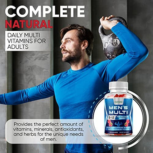 Multivitamin Gummies for Men Extra Strength Immune Support - Natural Complete Daily Gummy Vitamin Supplement - Vegetarian Multi with Vitamins A, C, E, B6, B12, 60 Gummies
