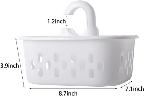 Portable Shower Tote Plastic Shower Caddy Basket Organizer with Handle for College, Dorm, Bathroom, Bedroom, Garden, White