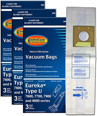 EnviroCare Replacement Micro Filtration Vacuum Cleaner Dust Bags for Eureka Bravo and Powerline Style U Upright 9 Bags