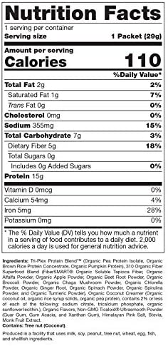 Vegan Organic Plant Protein Powder and Meal Replacement Shake - By 310 Nutrition - Gluten, Dairy and Soy Free - 0g of Sugar | Keto and Paleo Friendly… (Vanilla, 1 Serving)