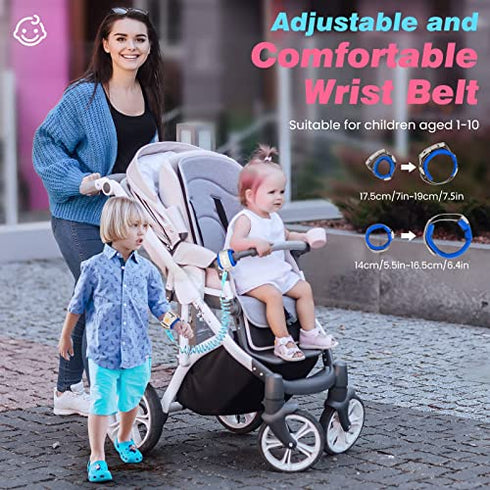 Zooawa Toddler Leash 2Pack, Toddler Kids Harness Anti Lost Wrist Link with Magnetic Lock, Reflective Safety Baby Child Walking Hook and Loop Wristband Leash for 3 Years Old Boys Girls, Purple+Blue