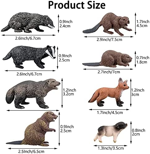 TOYMANY 10PCS Tiny Forest Animal Figures, Realistic Woodland Creatures Figurines Toy Set Includes Beavers Foxes Badgers, Easter Eggs Education Birthday Gift Christmas Toy for Kids Children Toddlers