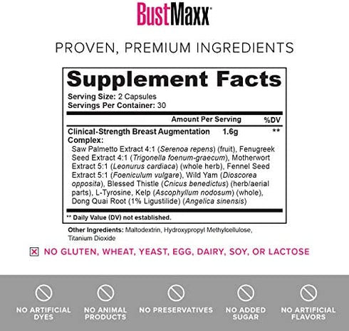 BustMaxx: The Most Trusted Breast Enhancement Pills | Natural Breast Enlargement and Female Augmentation Supplement for Breast Growth, 60 Capsules