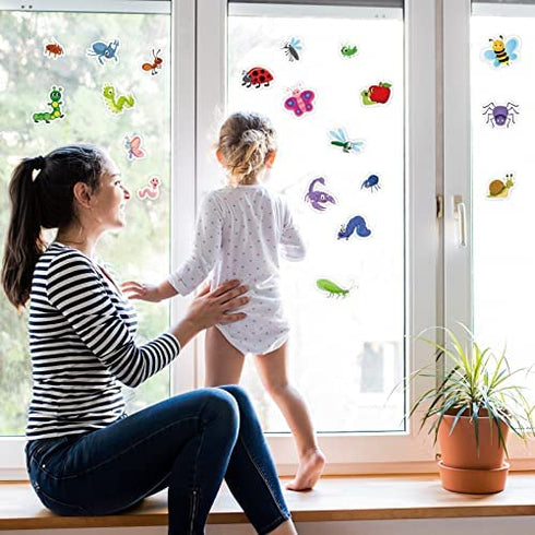 20 PCS Insect Thick Gel Clings Spring Summer Insect Window Gel Clings Decals Stickers for Kids Toddlers and Adults Home Airplane Classroom Nursery Winter Insects Animals Party Supplies Decorations Removable and Reusable